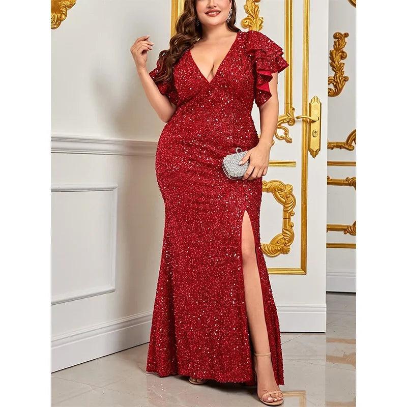 Vestido Festa Glitter Real Longo Plus Size