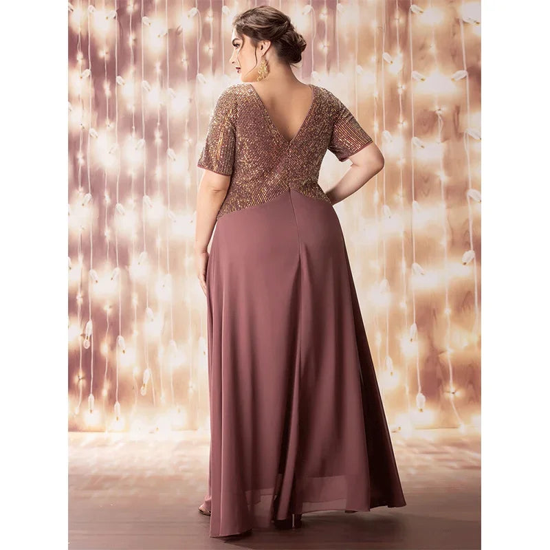 Vestido Festa Noite Brilhante Longo Plus Size