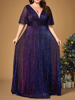 Vestido Festa Céu Púrpura Longo Plus Size