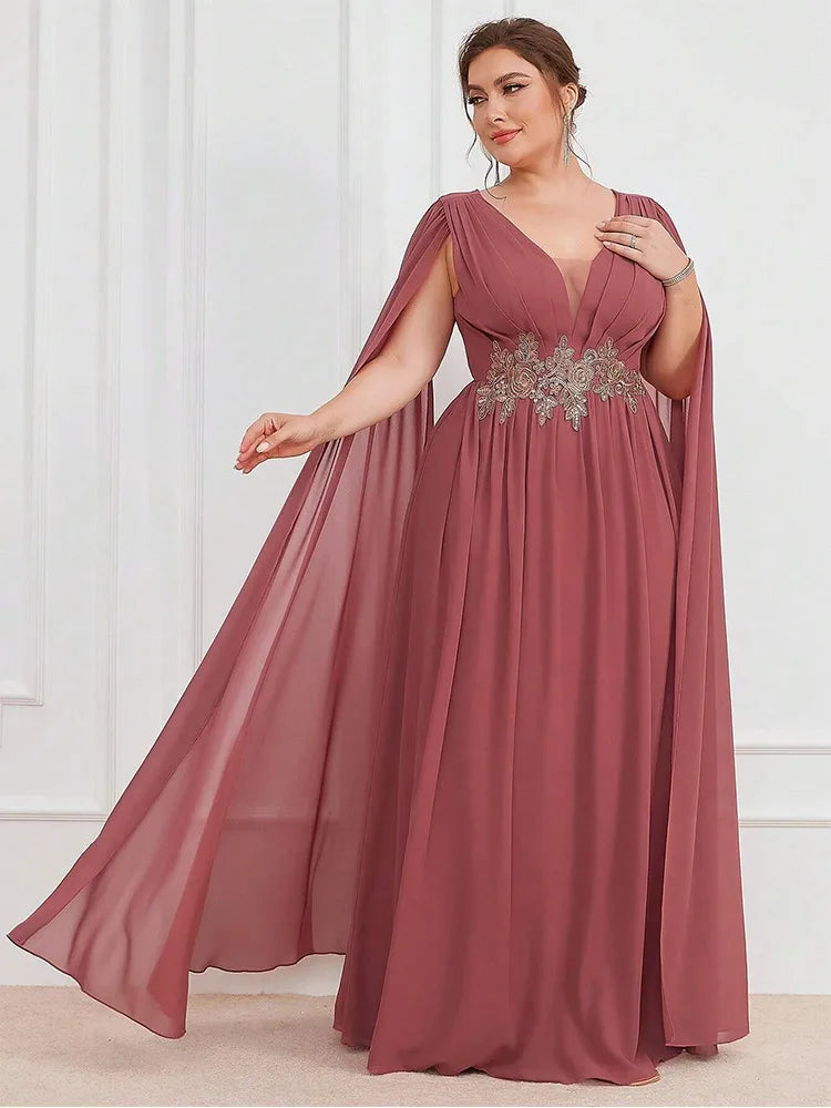 Vestido Festa Rose Suave Longo Plus Size